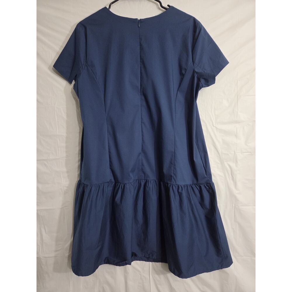 NWT J. Crew Universal Standard Poplin Drop Waist Dress Size XL Blue Pockets Zip - Picture 8 of 9